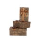 PINCELLO Set de 3 boîtes en carton rectangulaire marron rayures lazo Noir