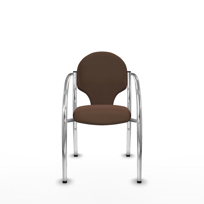 Silla Hellín tapizada con Tela color Marrón oscuro. Brazos fijos