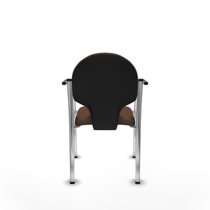 Silla Hellín tapizada con Tela color Marrón oscuro. Brazos fijos