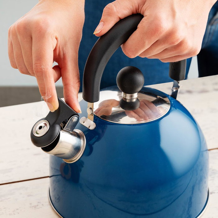 Quid Hervidor Astral 2L Acero Inoxidable Azul Brillo Asas Soft Touch Compatible Induction Vitrocerámica Gas Eléctrico