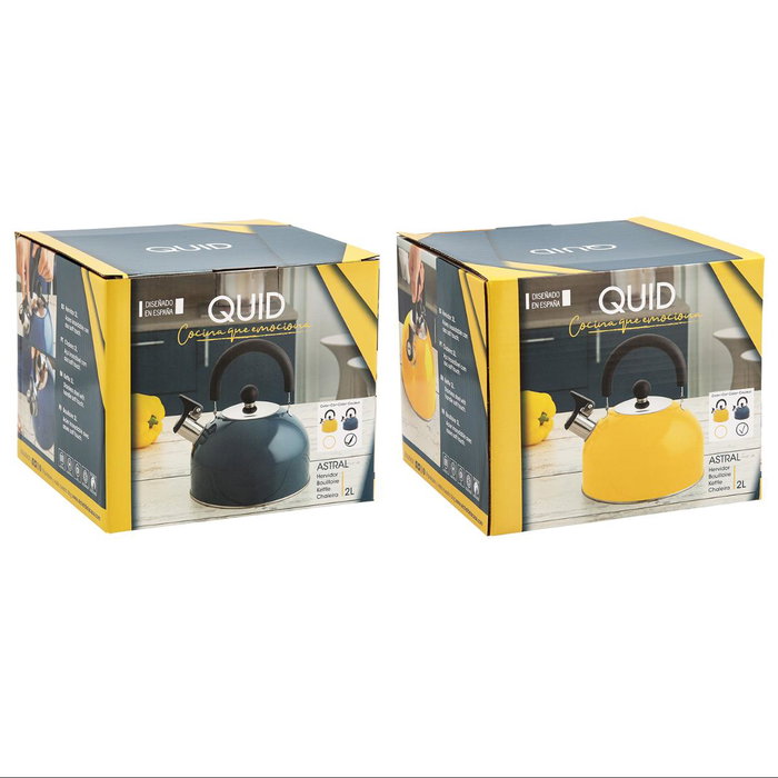 Quid Hervidor Astral 2L Acero Inoxidable Azul Brillo Asas Soft Touch Compatible Induction Vitrocerámica Gas Eléctrico