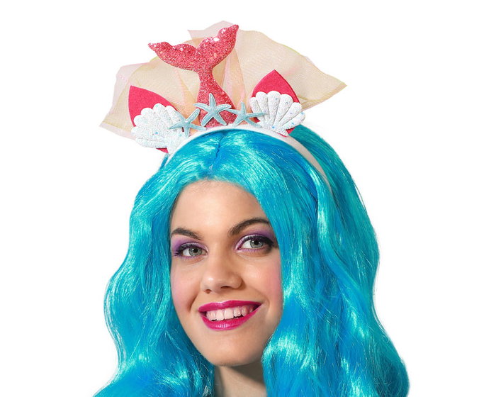 Atosa Serre-tête de Sirène avec Queue Rose, Coquillages et Étoiles de Mer Glitter Atosa Serre-tête de Sirène avec Queue Rose, Coquillages et Étoiles de Mer Glitter