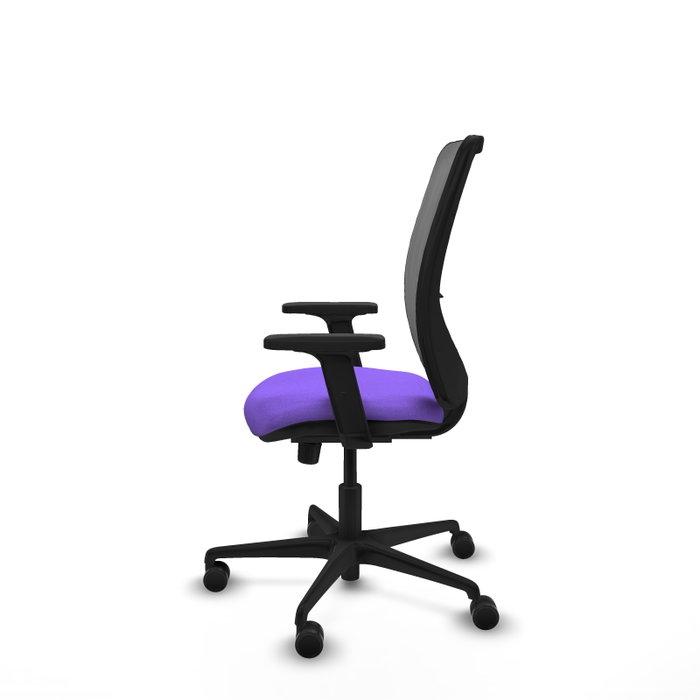 Chaise Zulema Synchro 3 positions tissu Violet Maille Gris Base en nylon noir Accoudoir 2D Sans appui-tête Roulettes 65mm nylon Chaise Zulema Synchro 3 positions tissu Violet Maille Gris Base en nylon noir Accoudoir 2D Sans appui-tête Roulettes 65mm nylon