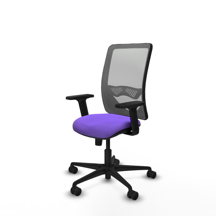 Chaise Zulema Synchro 3 positions tissu Violet Maille Gris Base en nylon noir Accoudoir 2D Sans appui-tête Roulettes 65mm nylon Chaise Zulema Synchro 3 positions tissu Violet Maille Gris Base en nylon noir Accoudoir 2D Sans appui-tête Roulettes 65mm nylon
