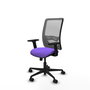 Chaise Zulema Synchro 3 positions tissu Violet Maille Gris Base en nylon noir Accoudoir 2D Sans appui-tête Roulettes 65mm nylon