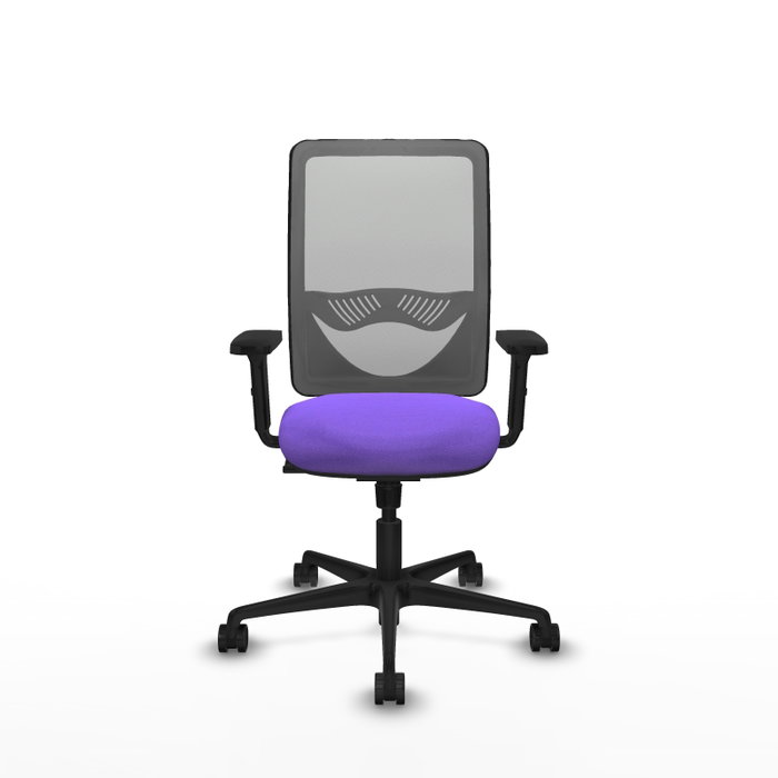Chaise Zulema Synchro 3 positions tissu Violet Maille Gris Base en nylon noir Accoudoir 2D Sans appui-tête Roulettes 65mm nylon Chaise Zulema Synchro 3 positions tissu Violet Maille Gris Base en nylon noir Accoudoir 2D Sans appui-tête Roulettes 65mm nylon
