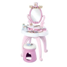 Smoby Coiffeuse Disney Princess 2-en-1 avec tabouret, miroir orientable et 3 tiroirs de rangement