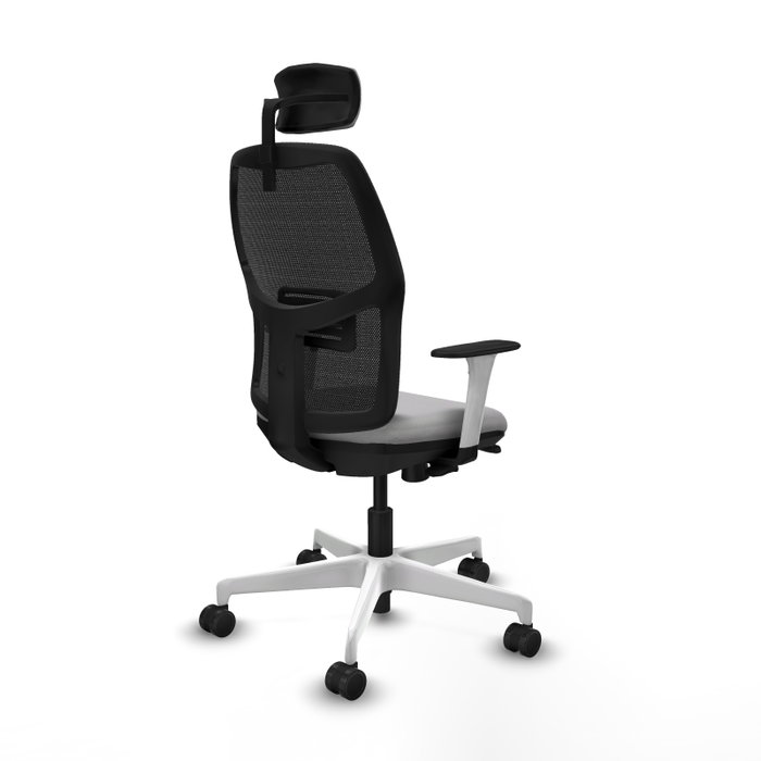 Chaise Alfera Synchrone/Traslack Maille/tissu Gris clair Maille Noir Structure polyamide blanc Accoudoirs noirs et blancs Appui-tête 2D Roulettes 65mm nylon Chaise Alfera Synchrone/Traslack Maille/tissu Gris clair Maille Noir Structure polyamide blanc Accoudoirs noirs et blancs Appui-tête 2D Roulettes 65mm nylon