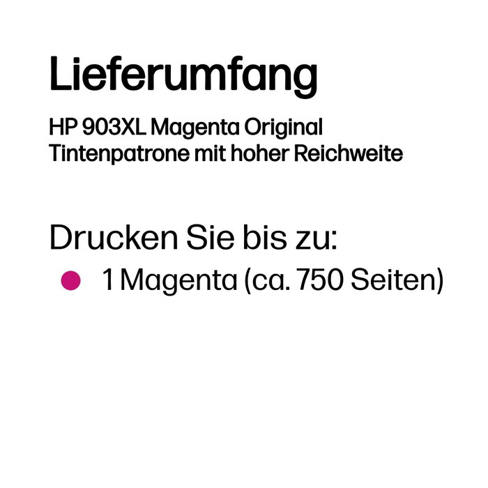 HP 903XL Magenta Cartouche d'encre XL (T6M07AE) présenté pour HP OfficeJet Pro 6950/6960/6970