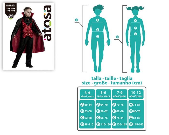Atosa Déguisement Vampire Bourgogne pour Enfant