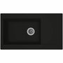 Stradour Einna Evier de cuisine à encastrer 1 grand bac + 1 égouttoir - Résine - Noir - 86 x 50 cm