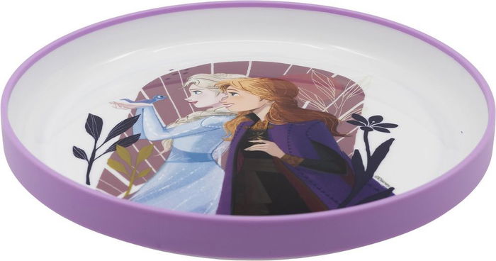 Licensing Plat Premium Bicolor Antidérapant Frozen CZ11294, Plastique Alimentaire Recyclable, Compatible Micro-ondes, 19,6 x 2,5 cm
