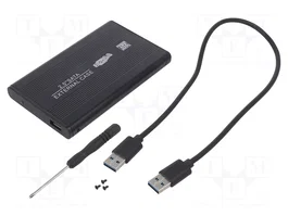 QOLTEC Boîtier pour disque 2,5 pouces SATA III USB 3.0 en aluminium noir
