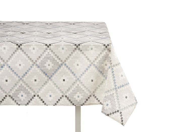 Kinvara Nappe en Lonette Anti-taches 140x180 cm Motif Losanges Bleu (Set de 6)