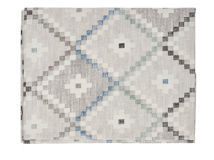 Kinvara Nappe en Lonette Anti-taches 140x180 cm Motif Losanges Bleu (Set de 6)