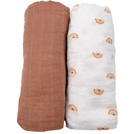 Sauthon Lot de 2 draps housse bébé Sunlight - 60 x 120 cm - Mousseline de coton bio