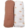 Sauthon Sunlight - Lot de 2 draps housse bébé en mousseline de coton bio 60 x 120 cm - Compatible aussi avec matelas 70x140 cm
