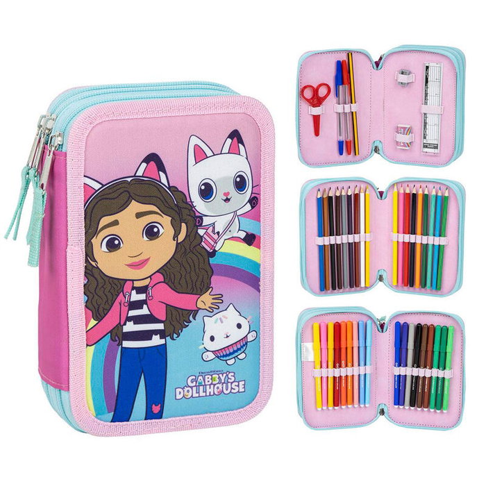 Cerdá Pochette à crayons triple Gabby's Dollhouse Rose