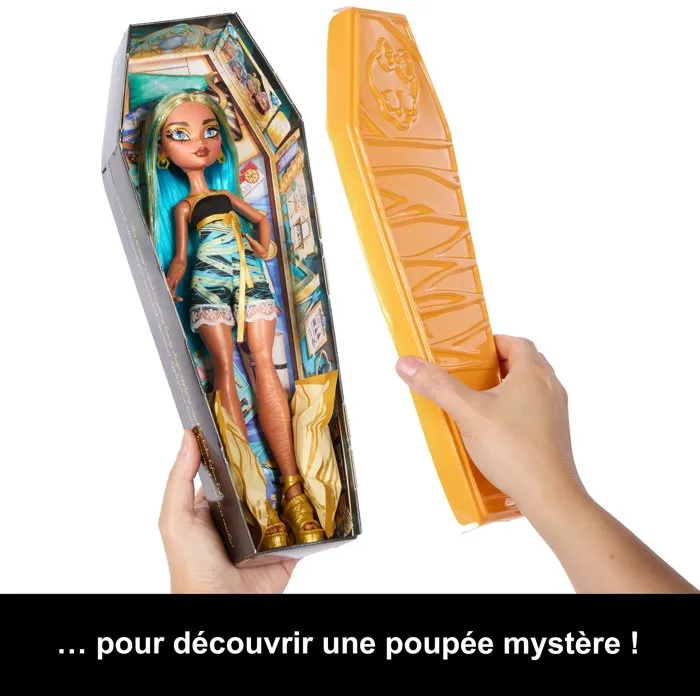 Monster High Coffret Poupée Secrets Enfouis Soirée Pyjama Terrifiante avec Sarcophage et Accessoires - HYV64 - Enfant 4 ans et plus