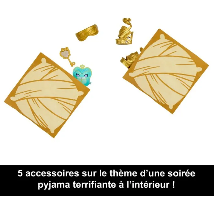 Monster High Coffret Poupée Secrets Enfouis Soirée Pyjama Terrifiante avec Sarcophage et Accessoires - HYV64 - Enfant 4 ans et plus