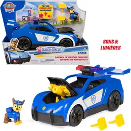 Spin Master Véhicule de police interactive Chase Paw Patrol (Pat'Patrouille) - Voiture de secours avec sons et lumières, figurine incluse