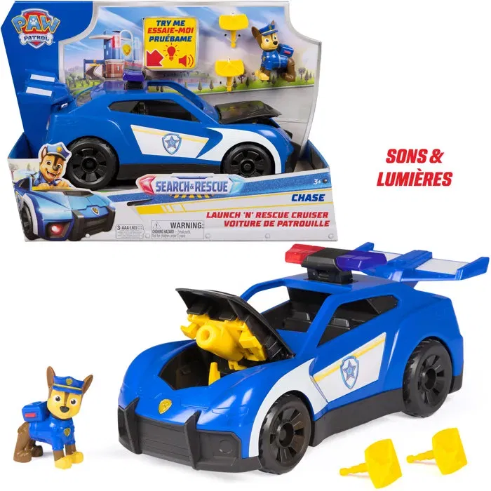 Spin Master Véhicule de police interactive Chase Paw Patrol (Pat'Patrouille) - Voiture de secours avec sons et lumières, figurine incluse Spin Master Véhicule de police interactive Chase Paw Patrol (Pat'Patrouille) - Voiture de secours avec sons et lumières, figurine incluse