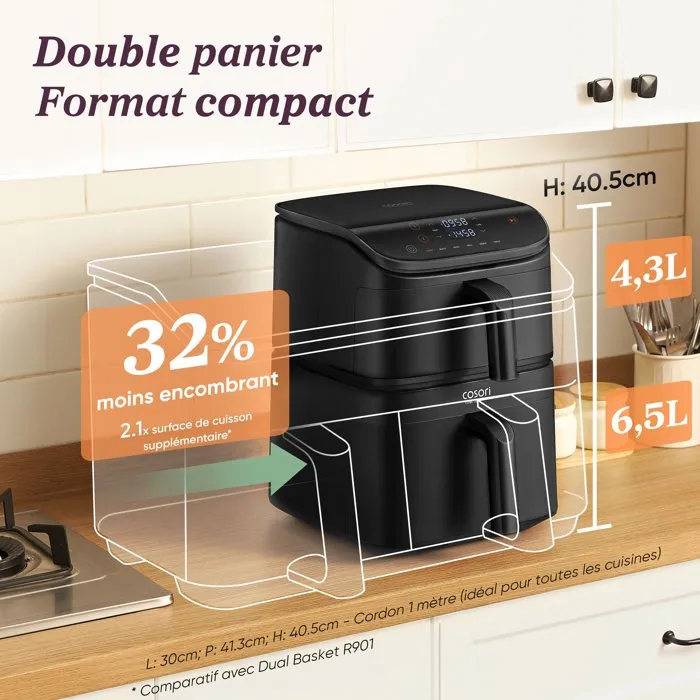 Cosori Turbo Tower - Friteuse sans huile 10,8L - Noir