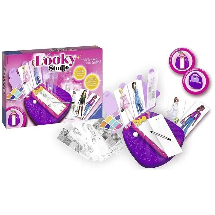 Ravensburger - Looky Studio - Loisirs créatifs de stylisme - Dessins de mode - Studio lumineux avec LED - Jeu créatif dès 6 ans