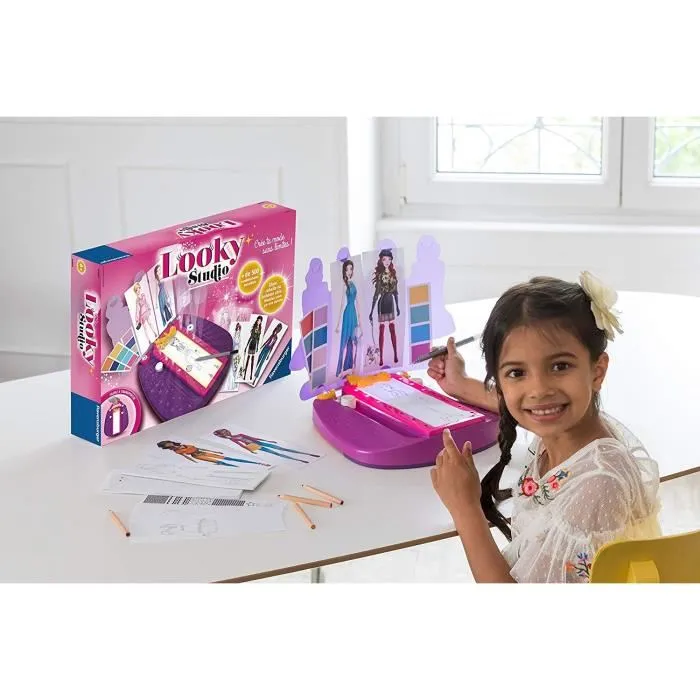 Ravensburger - Looky Studio - Loisirs créatifs de stylisme - Dessins de mode - Studio lumineux avec LED - Jeu créatif dès 6 ans
