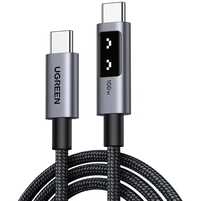 UGREEN Câble USB-C vers USB-C 100W PD Nylon Tressé Recharge Rapide Transfert de Données 2 mètres Noir UGREEN Câble USB-C vers USB-C 100W PD Nylon Tressé Recharge Rapide Transfert de Données 2 mètres Noir