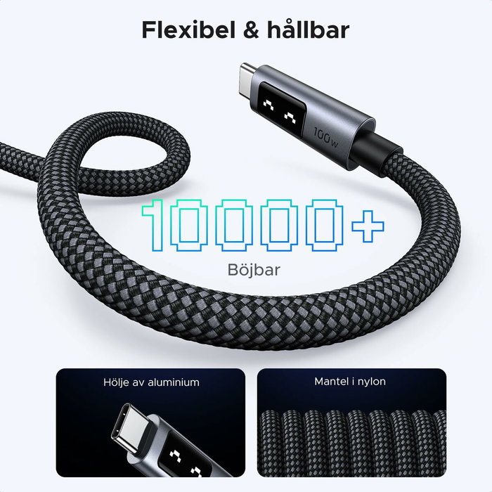 UGREEN Câble USB-C à USB-C 100W Nylon tressé - 2 m - Noir