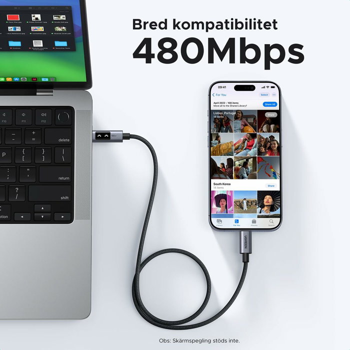 UGREEN Câble USB-C à USB-C 100W Nylon tressé - 2 m - Noir