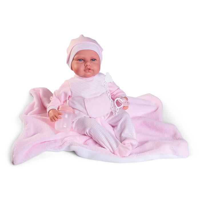 Muñecas Antonio Juan Babydoo Palabritas Poupée Bébé avec Pyjama, Bonnet, Couverture, Bibéron et Tétine - Modèle 18308 pour Enfants à partir de 3 ans