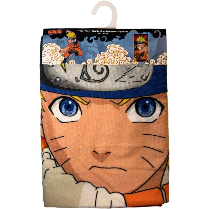 Naruto Serviette de plage 100% microfibre 70x140 cm Modèle NA-896T Officiel - Séchage rapide absorbante
