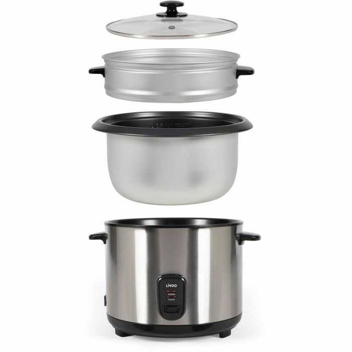 Livoo DOC293 Cuiseur à Riz et Vapeur 2,8L, Acier Inoxydable