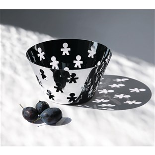 Alessi AKK05 - Corbeille à pain ronde perforée Girotondo en acier inoxydable 18/10, 23 cm - Design King-Kong