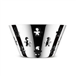 Alessi AKK05 - Corbeille à pain ronde perforée Girotondo en acier inoxydable 18/10, 23 cm - Design King-Kong