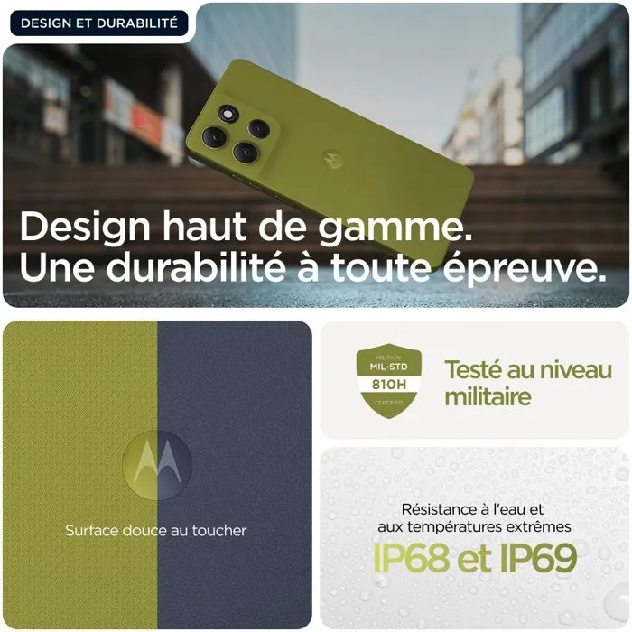 Motorola G86 Smartphone - 8 Go RAM, 256 Go Stockage, Vert - Écran Immersif, Performances Fluides, Autonomie Longue