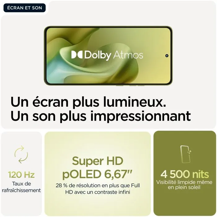 Motorola G86 Smartphone - 8 Go RAM, 256 Go Stockage, Vert - Écran Immersif, Performances Fluides, Autonomie Longue
