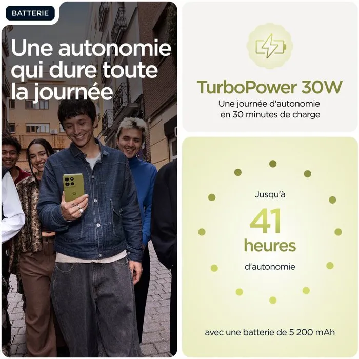Motorola G86 Smartphone - 8 Go RAM, 256 Go Stockage, Vert - Écran Immersif, Performances Fluides, Autonomie Longue