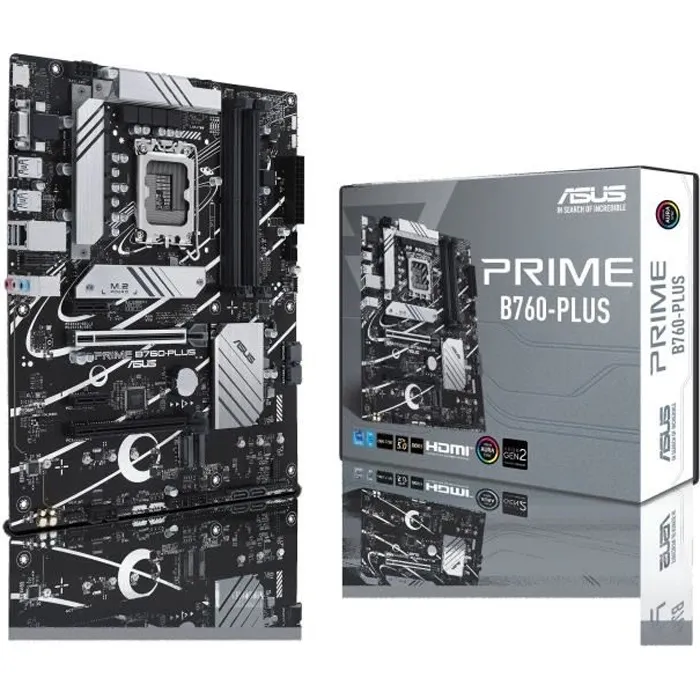 Asus Carte mère Prime B760-Plus ATX - Intel B760 LGA 1700, DDR5, PCIe 5.0, USB 3.2 Gen 2, WiFi 6 - 90MB1EF0-M0EAY0 Asus Carte mère Prime B760-Plus ATX - Intel B760 LGA 1700, DDR5, PCIe 5.0, USB 3.2 Gen 2, WiFi 6 - 90MB1EF0-M0EAY0