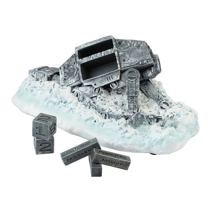ERIK - Calendrier perpétuel 3D AT-AT Star Wars abattu - Décoratif en résine peint à main - 20.1x7.8x12.2 cm