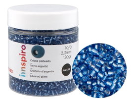 Innspiro Rocaille en verre ronde argenté bleu cyan 2,3 mm, 120g