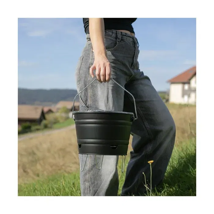 Livoo DOC327N Barbecue à charbon portable - Diamètre 27 cm, grille acier chromé, pieds pliables, poignée, hauteur 24 cm, facile à nettoyer