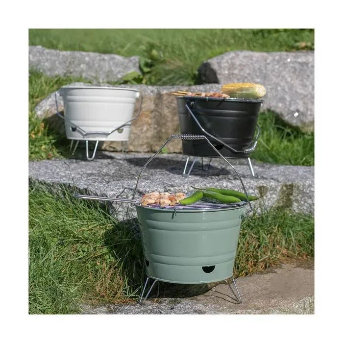 Livoo DOC327N Barbecue à charbon portable - Diamètre 27 cm, grille acier chromé, pieds pliables, poignée, hauteur 24 cm, facile à nettoyer