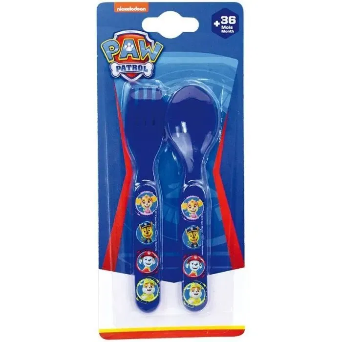 Fun House Lot de vaisselle Pat'Patrouille - 7 pièces : 2 assiettes creuses 16 cm, verre, couverts, gourde, gobelet avec paille et mug