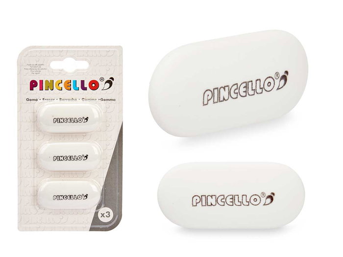 Pincello Lot de 3 Gommes à Effacer Ovales Blanches 9x16x1 cm (Set de 36) Pincello Lot de 3 Gommes à Effacer Ovales Blanches 9x16x1 cm (Set de 36)