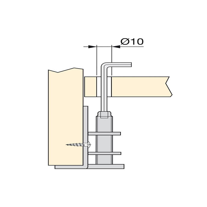 Emuca Lot de 10 niveleurs circulaires M10 avec capuchon et support de meuble, diamètre 23mm, Acier et Plastique, Zingué