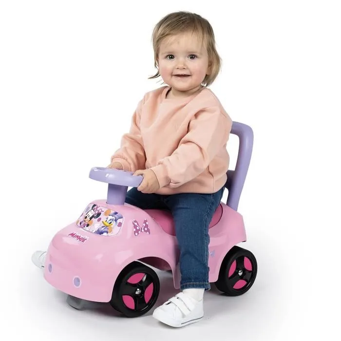 Smoby Porteur Auto Enfant 2 en 1 Minnie avec Coffre de Rangement, Aide à la Marche, Volant, Dès 10 Mois - Fabrication Française