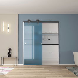 HERRAJES ALK Kit Quincaillerie pour Porte en Verre Venus 22 Chrome et Noir, pour Verre de 8-12mm